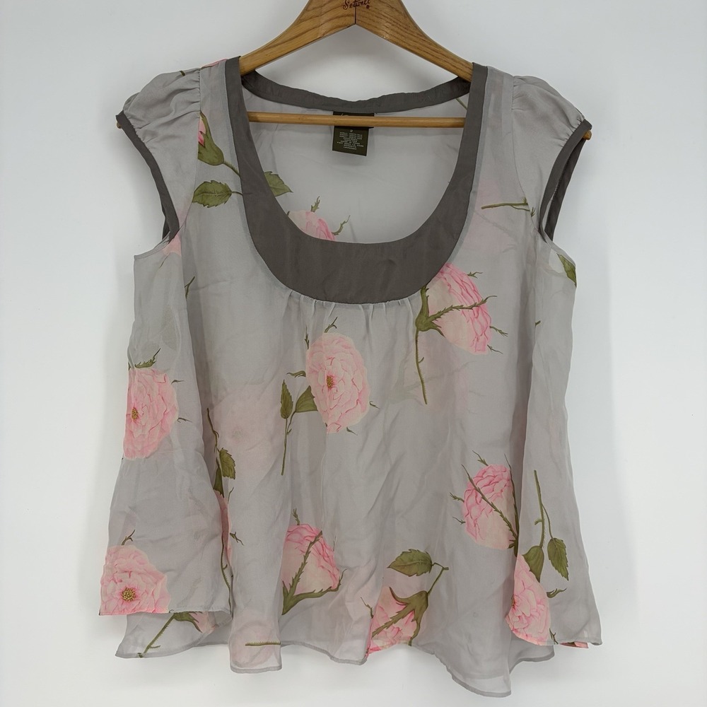 Anthropologie Fei Silk Top 2 Fairy Grunge Angelcore Floral Whimsical Cottagecore